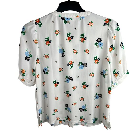 Charter Club Floral Button-Front Blouse With Pintuck Details Short Sleeve Medium - Picture 2 of 16